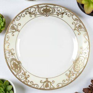 Noritake 175 Christmas Ball Bread Plates with raised gold trim   Gold Backstamp